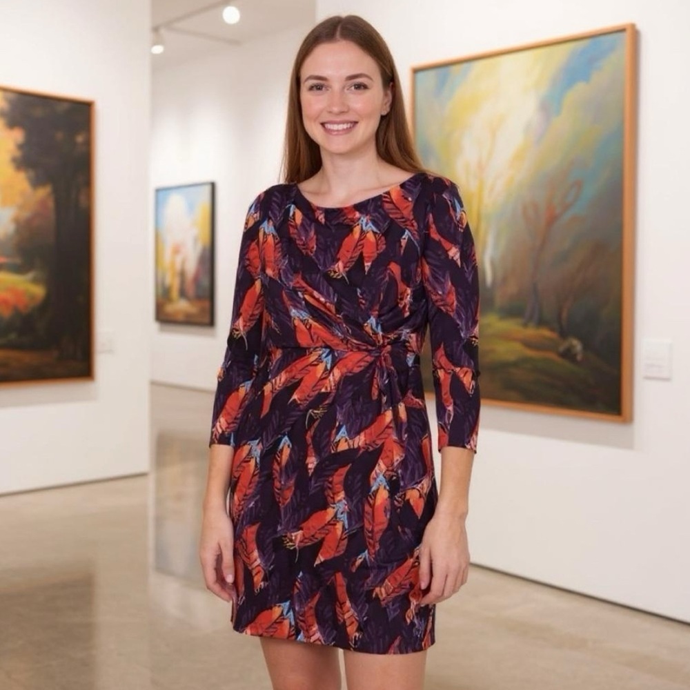 Tracy Negoshian Multi Feathers Marilyn Dress